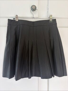 Aqua - Black Pleated Leather Mini Skirt